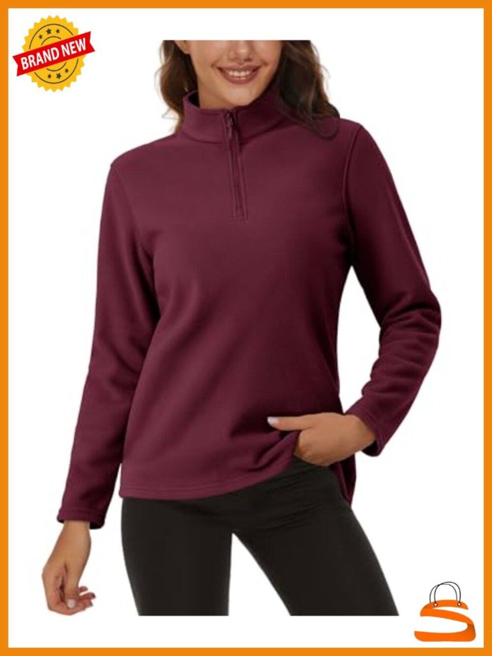 Women's Quarter Zip Polar Fleece Pullover Lightweight Stand Collar Jacket